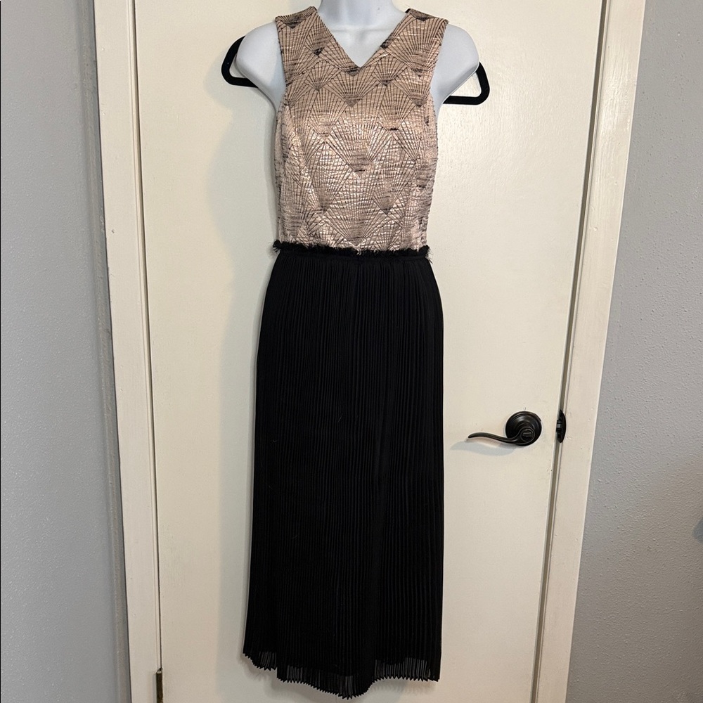 Nomad rose gold & Black Pleated Dress